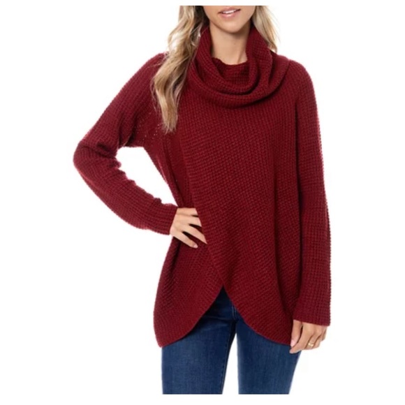 Fever Sweaters - Fever Cowl Neck Wine Colored Sweater NWT